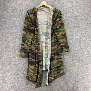 Supernova Cardigan Women M Medium Green Camouflage Open Front Hooded Long Sleeve